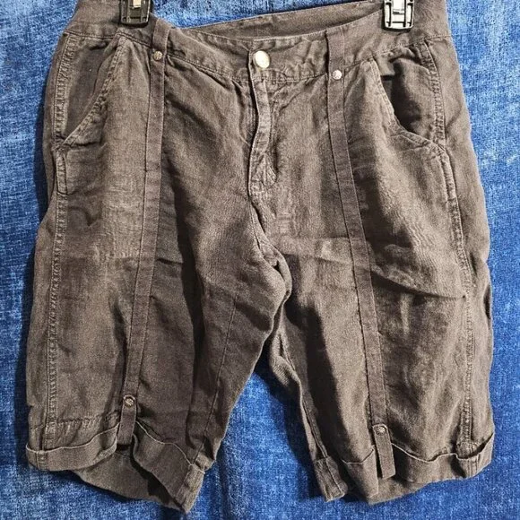 Athleta Black Linen Shorts 6 Small - Picture 2 of 7